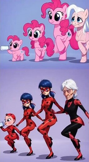 🦄 Pinkie Pie Life Stages Evolution vs Miraculous | Split Screen Animation