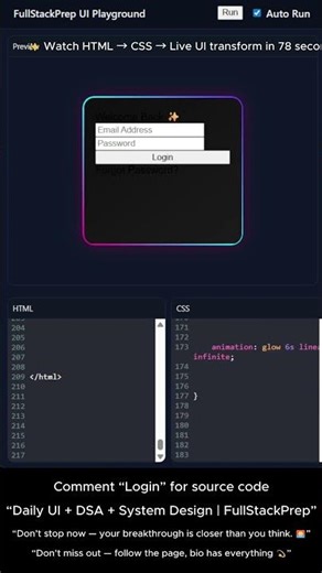 Building a Premium Login UI — HTML + CSS Live Reveal 🔥