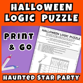 Halloween Logic Puzzle Middle School Science Printable Bell Ringer - Star Party