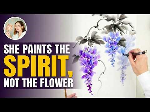 Wisteria in Sumi-e | Ink and Watercolor | Alexandra Vasilieva