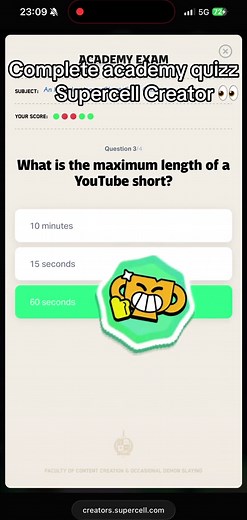 Complete Academy Quiz in Supercell Creator