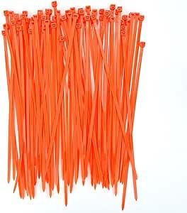 BOROLA Colorful Cable Zip Ties, 100 Packs Self Locking Wire Ties, Perfect for Home, Office, Garage and Workshop (Orange, 8 Inch)
