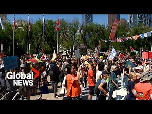 Hundreds of protesters rally in Calgary ahead of G7 summit