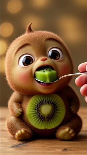 Feeding a Realistic Kiwi Baby Monster 🥄😲 (AI Animation)