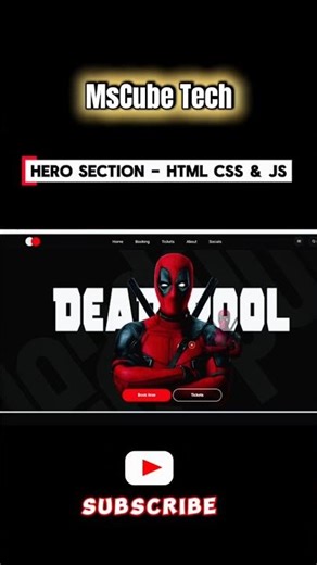 Deadpool Hero Section Using HTML CSS & JavaScript | Deadpool Theme UI 🔥 | MsCube Tech #shorts