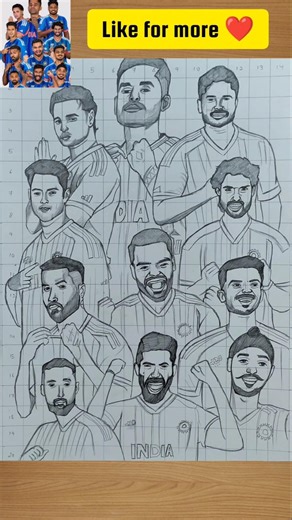 How to Draw Indian Cricket Team 2026 | T20 World Cup Drawing Easy| Cricket players Drawing tutorial