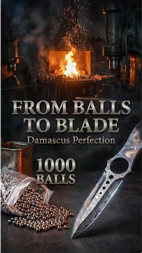 Transforming Metal Ball Bearings into Damascus Skeleton Knife