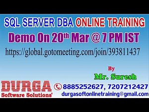 SQL SERVER DBA Online Training in DURGASOFT