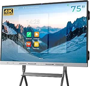 HKMLC Elite Vision 75 Inch Smart Board Built-in 4800MP Camera, Interactive Whiteboard with 4K UHD, Digital Electronic Whiteboard for Classroom, Home, and Business (Wall Mount Included)