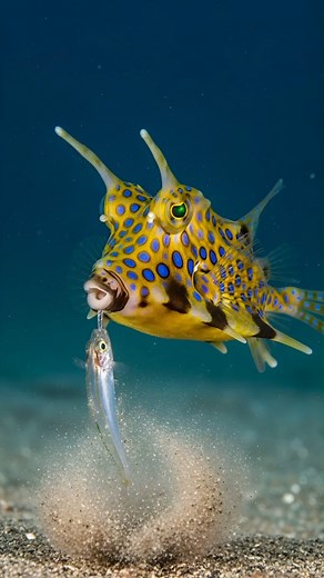 💦🐠 Watch the Longhorn Cowfish use its secret weapon—a powerful, precise jet of water—to blast a smaller fish off balance before it eats it. Those crazy horns aren't just for show! #Ocean #MarineLife #Underwater #Nature #AnimalFacts #Science #Fish #OceanCreatures #Wildlife #MarineBiology #Reels #Viral #FYP #AmazingNature #Predator | CutiesClassics