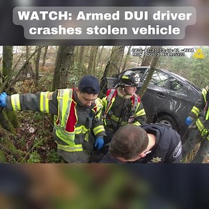 7.4K views · 85 reactions | A man was arrested for crashing a stolen vehicle while driving under the influence in South Hill on Sunday, and first responders say he tried to pull a gun on them when they tried to help him. FULL STORY: bit.ly/4bawbFQ | FOX 13 Seattle | Facebook