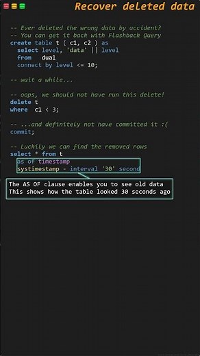 Recover deleted data with Flashback Query