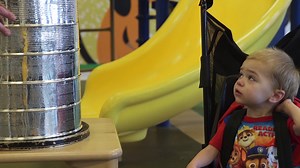 He only gets to have the Stanley Cup to himself for one day, and Ian Cole of the Pittsburgh Penguins chose to bring it back to share it with the kids at Mott again this year. Thanks for another incredible visit, Ian! | C.S. Mott Children's Hospital