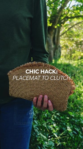 PEP HOME Hack: Yes, you can turn your placemat into a clutch—and it’s as stylish as it is simple! *Woven placemat R39.99 #DIYClutch #LifesBetterWithPEP #UpcycledChic
