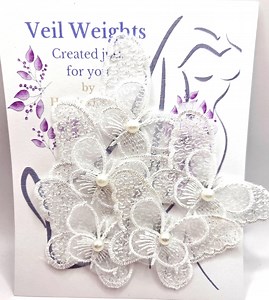 Butterfly Veil Weights: Cream or Ivory Lace With Pearl Accent - Etsy