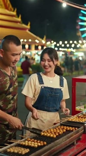 งานวัดก็ไม่เคยพลาด หารายได้เสริม เก็บเล็กผสมน้อยไปเรื่อยๆ ลูกชิ้นปิ้ง ขายเสร็จไปนั่งชิงช้าสวรรค์กัน