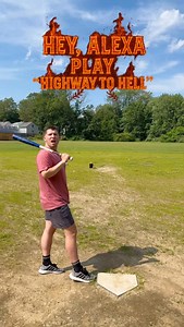 Hey Alexa, play “highway to hell”. #trickshot #baseball | Paulie Lewis