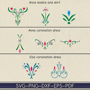 Elsa Anna Dress SVG, Vector Files, Cricut, Printable, Cut Files, Svg, Png, Dxf, Eps, Pdf, DIY Crafts Cosplay Birthday Themed Party Svg - Etsy