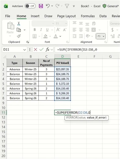 Ignore the error values in SUM formula #excel #excelformulas #exceltips #exceltricks #exceltutorial