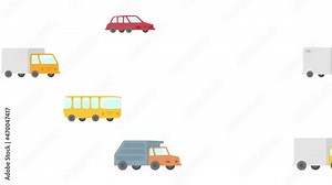 Cars moving. Road traffic. Looped video. Cartoon animation. Motion graphics. Stock Video