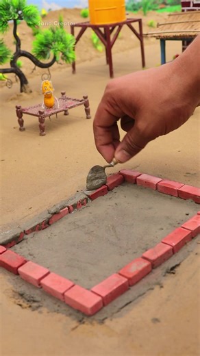 making Amazing mini concrete swimming pool using mini bricks ##miniature##minicraft##diy