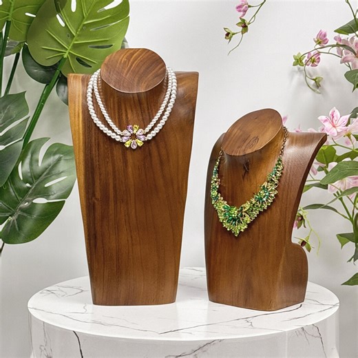 Handmade Wooden Necklace Display Bust: Vintage Brown Jewelry Showcase - Etsy UK