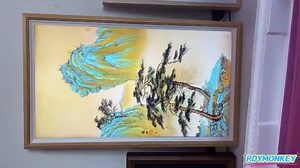 RDYMONKEY 43" Large Digital Picture Frame - Touchscreen IPS 1080p, Android 11, WiFi/Cloud, Split-Screen Ads & Photo Display (Coffee Color)