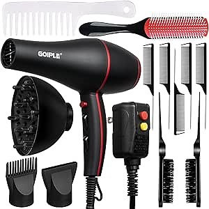 13Pcs Ionic Constant Temperature Hair Blow Dryer Kit - Lightweight, Low Noise, 1800W Professional Blowdryer Set for Women and Men