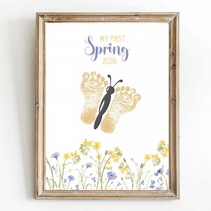 Mein erster Frühling Schmetterling Fußabdruck Kunst: Kinder Handabdruck Handwerk Erinnerung (Digitaler Download) - Etsy.de