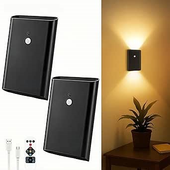 Battery-Operated Motion Sensor Wall Light: 5000mAh Rechargeable Wall Sconce Set of 2 Motion Sensored Closet Light Magnetic Stair Lights Indoor Wireless Wall Sconces Night Light for Bedroom Hallway - Amazon.com