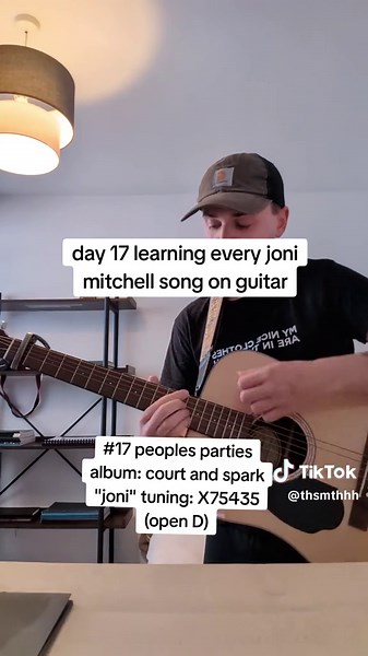 day 17 learning every Joni Mitchell song on guitar - people's parties. first cover from court and spark and easily a top 3 from that album! also because people have asked I'll start putting the regular tuning in the video so this one's in open D #jonimitchellcover #jonimitchell #courtandspark