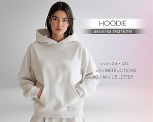 Women Hoodie Pattern for Beginners | Sweatshirt PDF Pattern | Pullover Sewing Tutorial | Plus Size Patterns | Patron Couture - Etsy UK