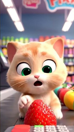 The cat loves strawberries #shorts #cat #funny #funnycats #cute #ai #قطط
