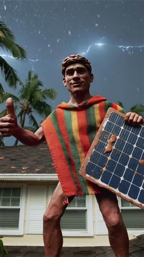 Florida Man Installs Solar Panel During Tropical Storm