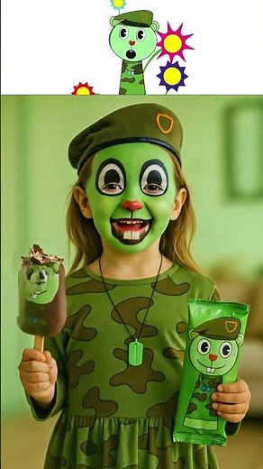 Flippy (from Happy Tree Friends) Sprunki OC Action Eating Ice-Cream Challenge Meme !