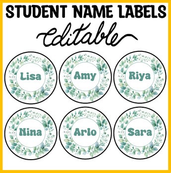 Editable Leaves Theme Name Labels, Spring Name Labels, Botanical Name Plates