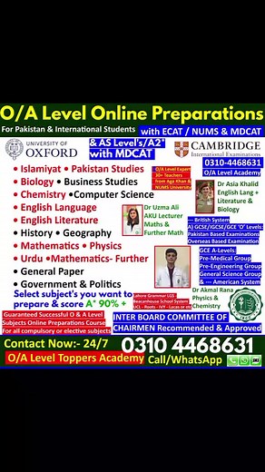 Attention O/A level candidates!  Are you appearing in O/A level...