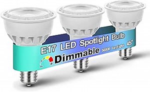 E17 LED Spotlight Bulb Dimmable 6W (60 Watt Equivalent) E17 Intermediate Base Type R14 Reflector Light Bulb for Desk Reading Cabinet Lamp Track Lights, Daylight 5000K, 600 Lumen, 3 Pack