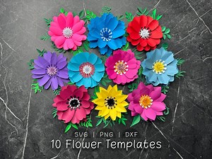 3D Paper Flower SVG Bundle, Cardstock Crafting Templates (digital Download) - Etsy