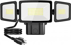 Olafus 60W Flood Lights Outdoor Plug in, 6000LM LED Security Light, 6500K Outside Floodlights, IP65 Waterproof Exterior Flood Light Fixture for House Backyard Garage Patio Black