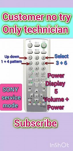 Sony crt tv service mode, sony tv service mode code, Sony tv service mode remote options
