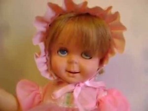 MATTEL~TALKING BABY SAY 'N SEE DOLL~PULL STRING~MOVING EYES / MOUTH~WORKS!~1965