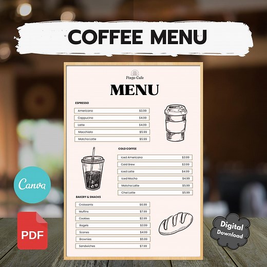 Coffee Shop Menu, Drink Menu, Coffee Menu Template, Canva Menu Design, Digital Cafe Menu, Editable Menu, Coffee Shop Menu,pricing Lists - Etsy
