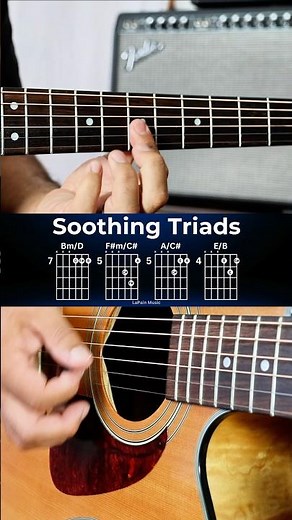Soothing Triads, Bm/D → F♯m/C♯ → A/C♯ → E/B #Shorts