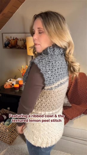 74K views · 831 reactions | 痢 Sweater vest vibes with a cozy twist! The Cowl Sweater Vest blends textured lemon-peel stitch, chunky yarn, and an effortless cowl—snug, stylish, and perfect for layering. Free pattern → https://www.hookedonhomemadehappiness.com/cowl-sweater-vest-crochet-pattern/ #SweaterVest #CozyCrochet #FreePattern #ChunkyKnits #CrochetFashion #HookedonHomemadeHappiness | Hooked On Homemade Happiness | Facebook