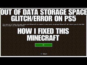 Out of data storage space error/glitch fix, Minecraft on the Playstation 5