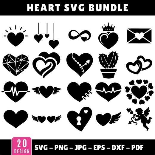 Heart Svg Bundle, Heart Doodle Svg Files, Heart Vector Svg Element, Heart Outline Valentine Svg, Valentine Love Clipart, Cricut & Silhouette - Etsy