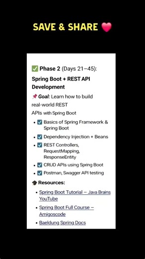 SpringBoot 100 Days Roadmap |Beginner to Backend Pro in 100 Days 🔥| ResumeUp.AI