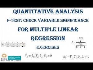 Part 2: F-test: Check Variable Significance for Multiple linear regression Exercises