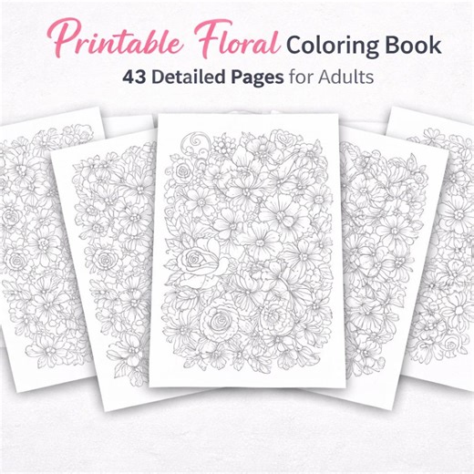 Intricate Floral Coloring Page for Adults, Botanical Line Art Printable (instant Download) - Etsy